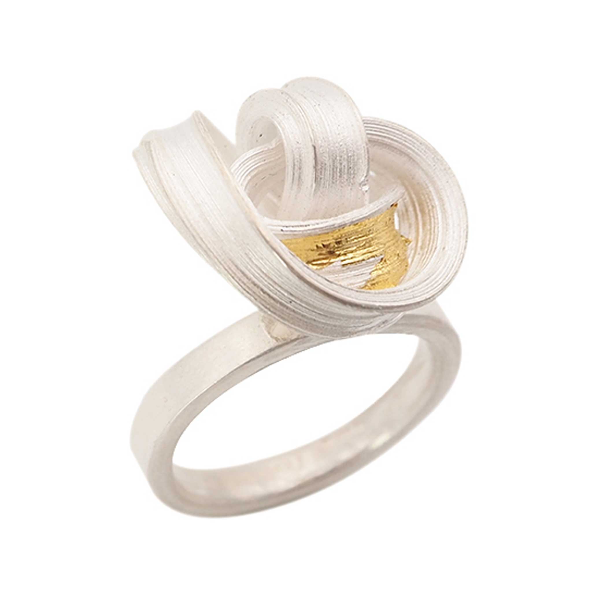 Moon Flower Ring in Sterling Silver and 24ct Gold